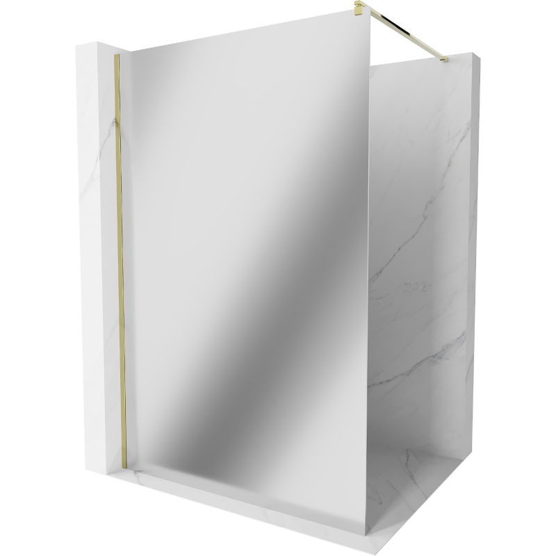 Mexen Kioto dušo sienelė Walk-in 70 x 200 cm, veidrodis 8 mm, aukso spalva - 800-070-101-50-50