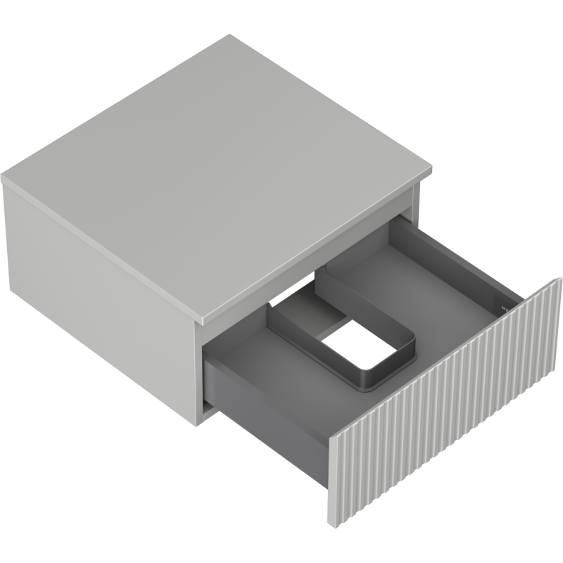 Mexen Rivel vonios spintelė po praustuvu 50 cm su stalviršiu, 1 stalčius, rifliuota, pilka matinė - 91A20-05023-1-BFC62
