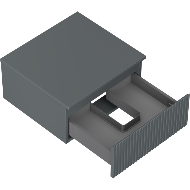 Mexen Rivel vonios spintelė po praustuvu 50 cm su stalviršiu, 1 stalčius, grioveliai, grafito matas - 91A20-05023-1-BFC66