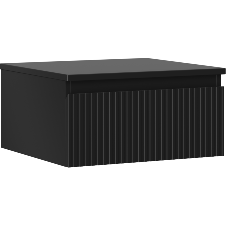 Mexen Rivel vonios spintelė po praustuvu 50 cm su stalviršiu, 1 stalčius, gofruota, juoda matinė - 91A20-05023-1-BFC71