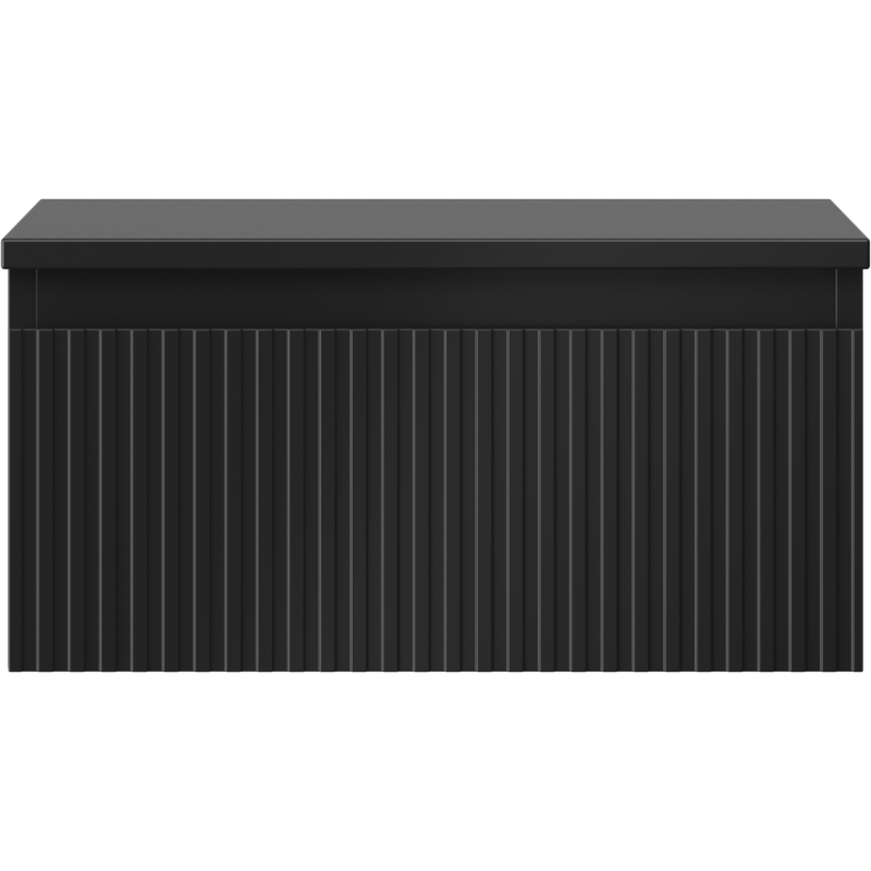 Mexen Rivel vonios spintelė po praustuvu 50 cm su stalviršiu, 1 stalčius, gofruota, juoda matinė - 91A20-05023-1-BFC71