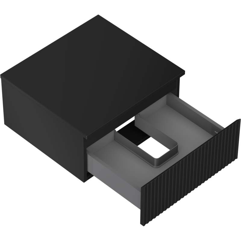 Mexen Rivel vonios spintelė po praustuvu 50 cm su stalviršiu, 1 stalčius, gofruota, juoda matinė - 91A20-05023-1-BFC71