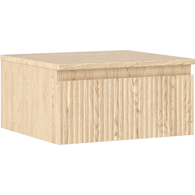 Mexen Rivel vonios kambario spintelė po kriaukle 50 cm su stalviršiu, 1 stalčius, rifliuota, ąžuolas - 91A20-05023-1-BFC81