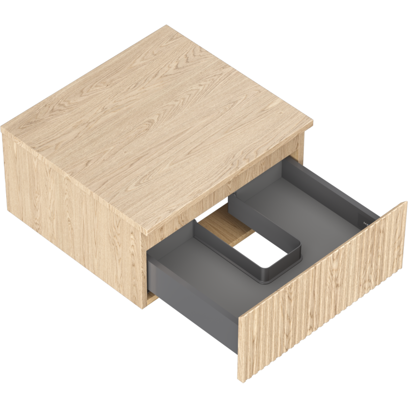 Mexen Rivel vonios kambario spintelė po kriaukle 50 cm su stalviršiu, 1 stalčius, rifliuota, ąžuolas - 91A20-05023-1-BFC81