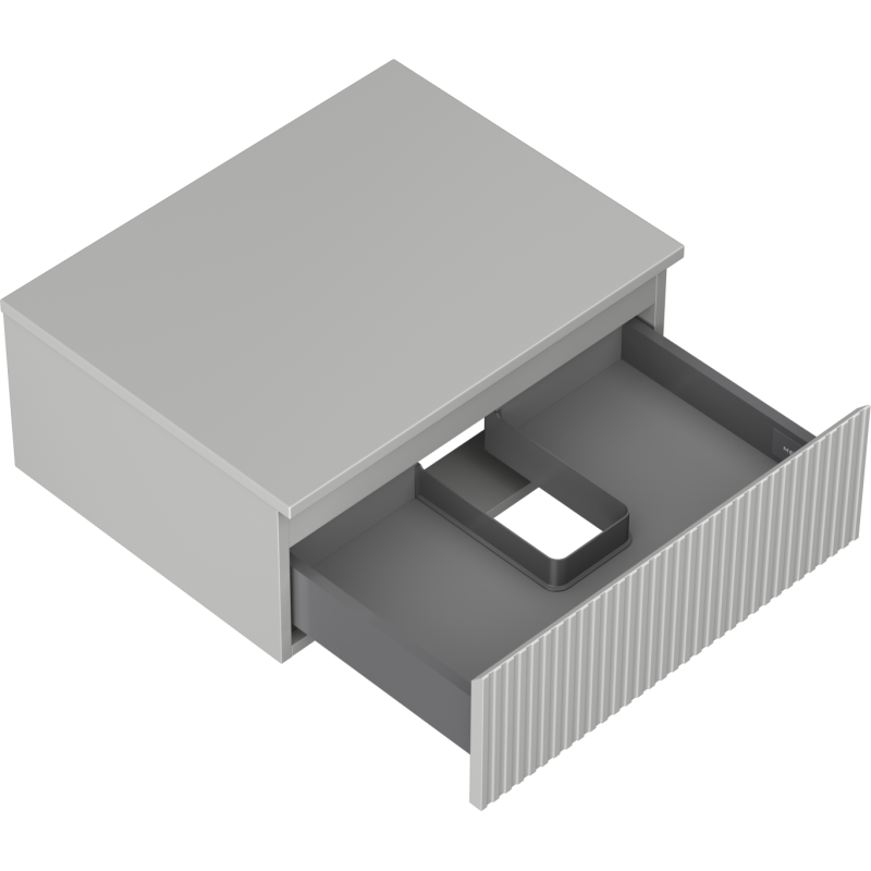 Mexen Rivel vonios spintelė po praustuvu 60 cm su stalviršiu, 1 stalčiukas, rifliuota, matinė pilka - 91A20-06023-1-BFC62