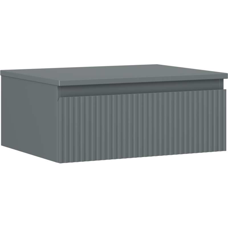 Mexen Rivel vonios kambario spintelė po praustuvu 60 cm su stalviršiu, 1 stalčius, grioveliais, matinė grafito spalva