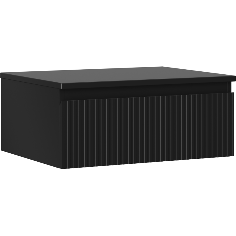 Mexen Rivel vonios spintelė po kriaukle 60 cm su stalviršiu, 1 stalčius, rifliuota, juoda matinė - 91A20-06023-1-BFC71