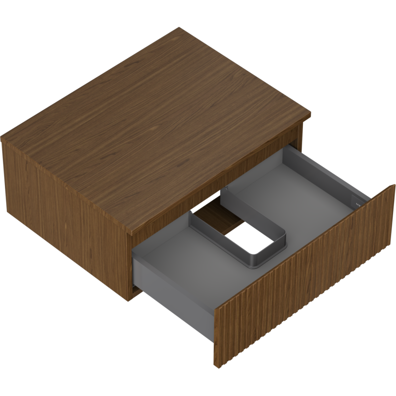 Mexen Rivel vonios spintelė po kriaukle 60 cm su stalviršiu, 1 stalčius, grioveliais, riešutas - 91A20-06023-1-BFC86