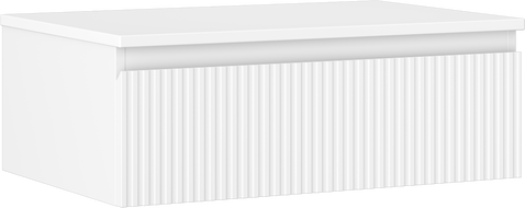 Mexen Rivel vonios kambario spintelė po praustuvu, 70 cm su stalviršiu, 1 stalčius, rifliuota, balta matinė