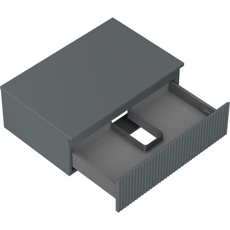 Mexen Rivel vonios spintelė po kriaukle 70 cm su stalviršiu, 1 stalčius, rifliuota, matinė grafito spalva