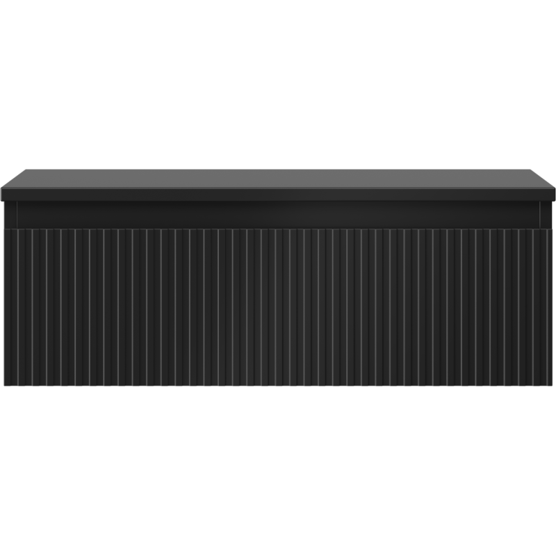 Mexen Rivel vonios spintelė po praustuvu 70 cm su stalviršiu, 1 stalčius, rifliuotas, juodas matinis - 91A20-07023-1-BFC71