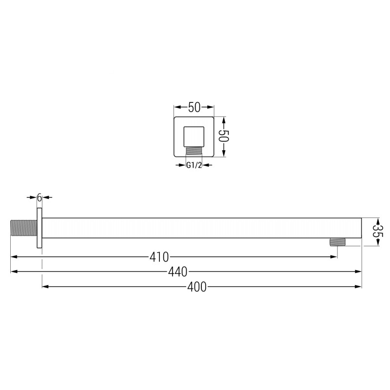 Mexen Cube sieninė dušo rankena 40 cm chromo spalvos - 79111-00
