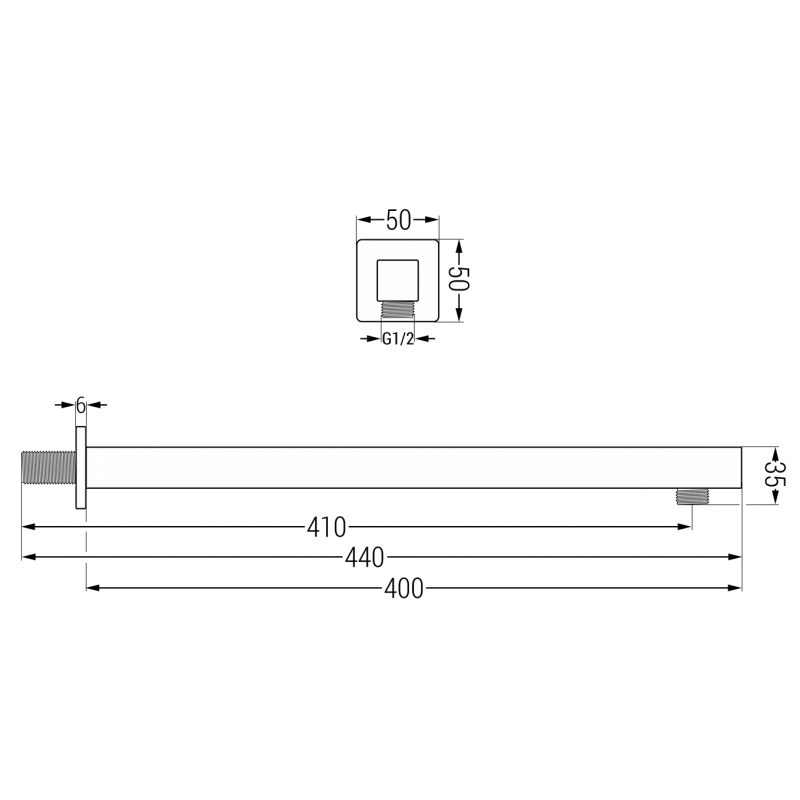Mexen sieninis dušo rankena 40 cm chromas - 79111-00