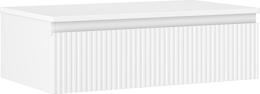 Mexen Rivel vonios kambario spintelė po praustuvu, 80 cm su stalviršiu, 1 stalčius, rifliuota, balta matinė