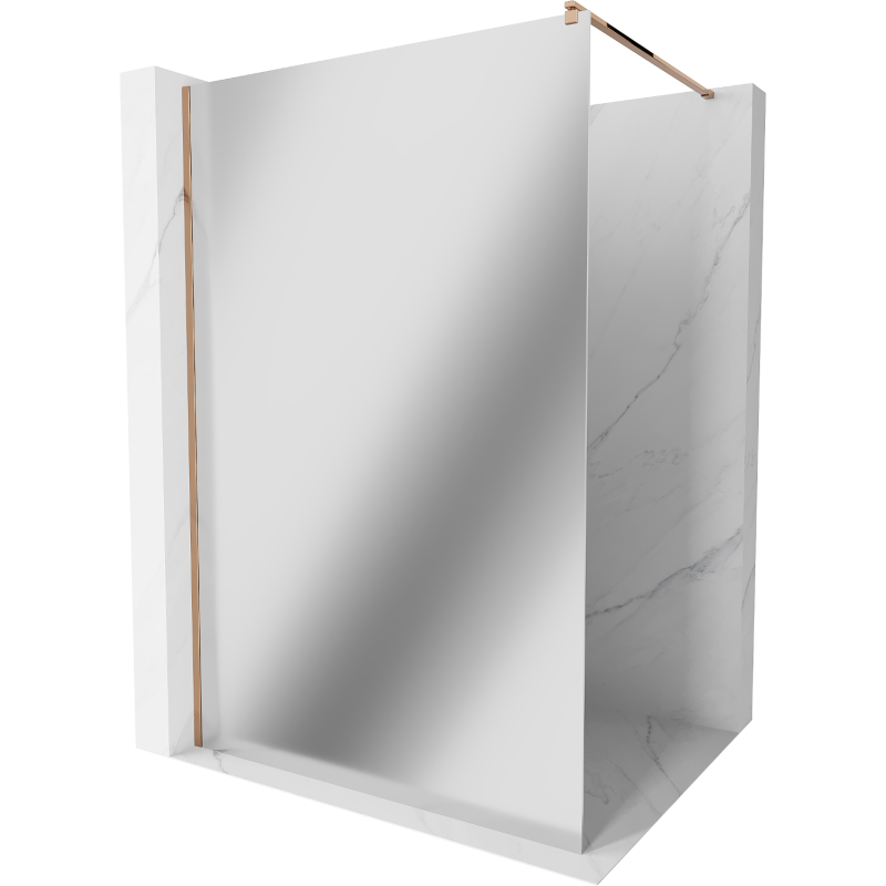 Mexen Kioto dušo sienelė Walk-in 80 x 200 cm, veidrodis 8 mm, rožinis auksas - 800-080-101-60-50
