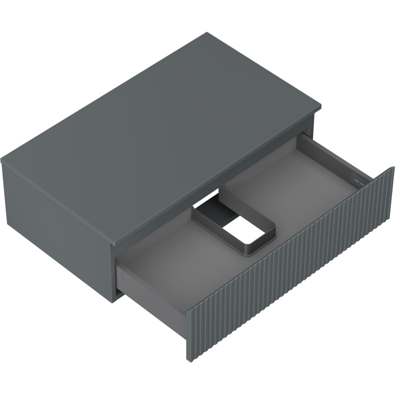 Mexen Rivel vonios spintelė po praustuvu 80 cm su stalviršiu, 1 stalčius, rifliuotas, matinė grafito - 91A20-08023-1-BFC66