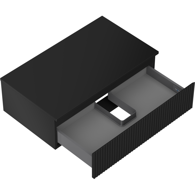 Mexen Rivel vonios spintelė po praustuvu 80 cm su stalviršiu, 1 stalčius, rifliuota, juoda matinė - 91A20-08023-1-BFC71