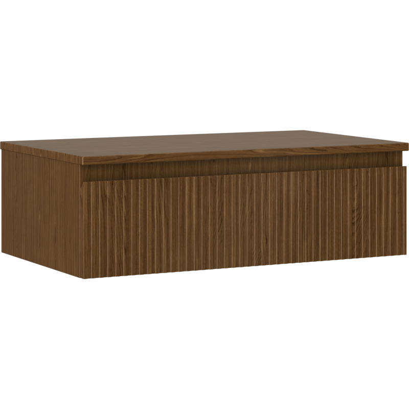 Mexen Rivel vonios kambario spintelė po praustuvu 80 cm su stalviršiu, 1 stalčius, grioveliais, riešutas - 91A20-08023-1-BFC86