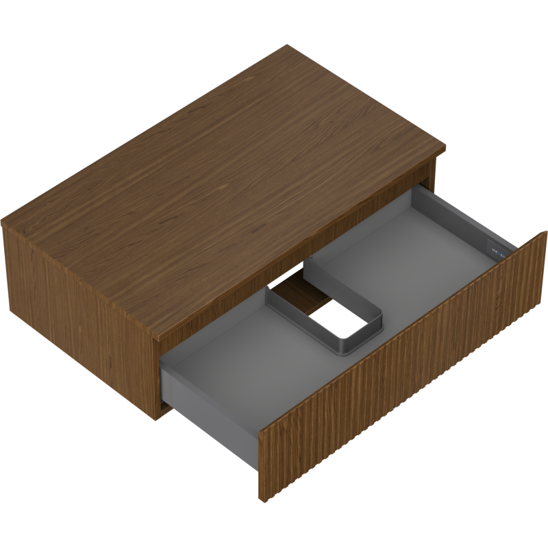 Mexen Rivel vonios kambario spintelė po praustuvu 80 cm su stalviršiu, 1 stalčius, grioveliais, riešutas - 91A20-08023-1-BFC86