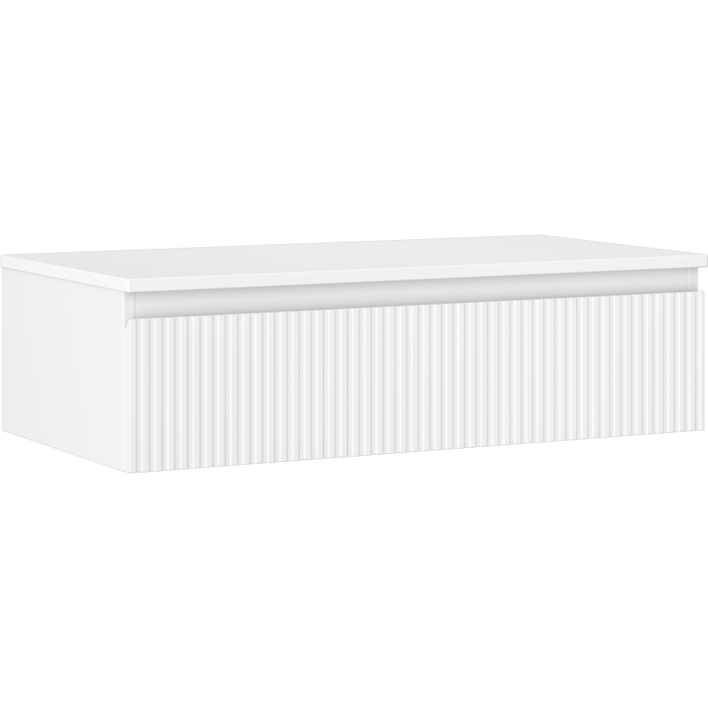 Mexen Rivel vonios spintelė po praustuvu 90 cm su stalviršiu, 1 stalčius, grioveliais, balta matinė - 91A20-09023-1-BFC01