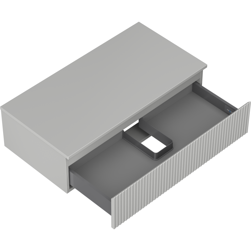 Mexen Rivel vonios spintelė po kriaukle 90 cm su stalviršiu, 1 stalčius, grioveliuota, pilka matinė - 91A20-09023-1-BFC62