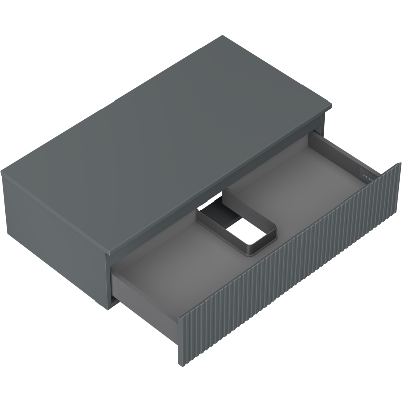 Mexen Rivel vonios spintelė po kriaukle 90 cm su stalviršiu, 1 stalčius, rifliuota, grafitas matinis - 91A20-09023-1-BFC66