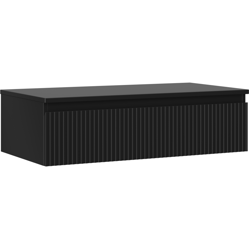 Mexen Rivel vonios spintelė po praustuvu 90 cm su stalviršiu, 1 stalčius, rifliuotas, juodas matinis - 91A20-09023-1-BFC71