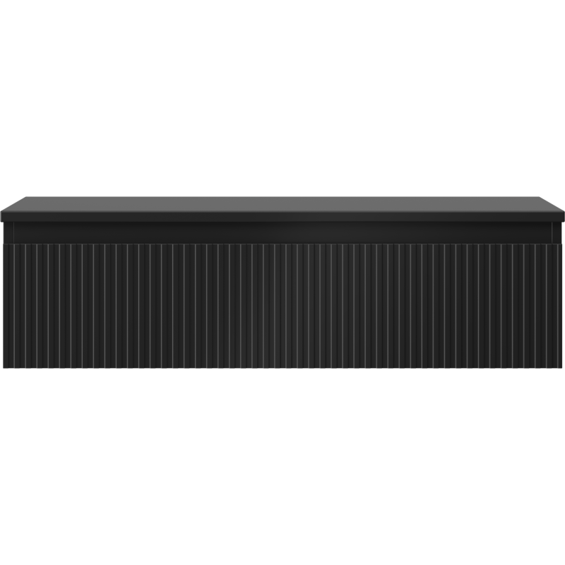 Mexen Rivel vonios spintelė po praustuvu 90 cm su stalviršiu, 1 stalčius, rifliuotas, juodas matinis - 91A20-09023-1-BFC71