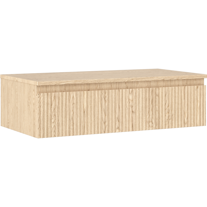 Mexen Rivel vonios spintelė po praustuvu 90 cm su stalviršiu, 1 stalčius, grioveliuotas, ąžuolas - 91A20-09023-1-BFC81