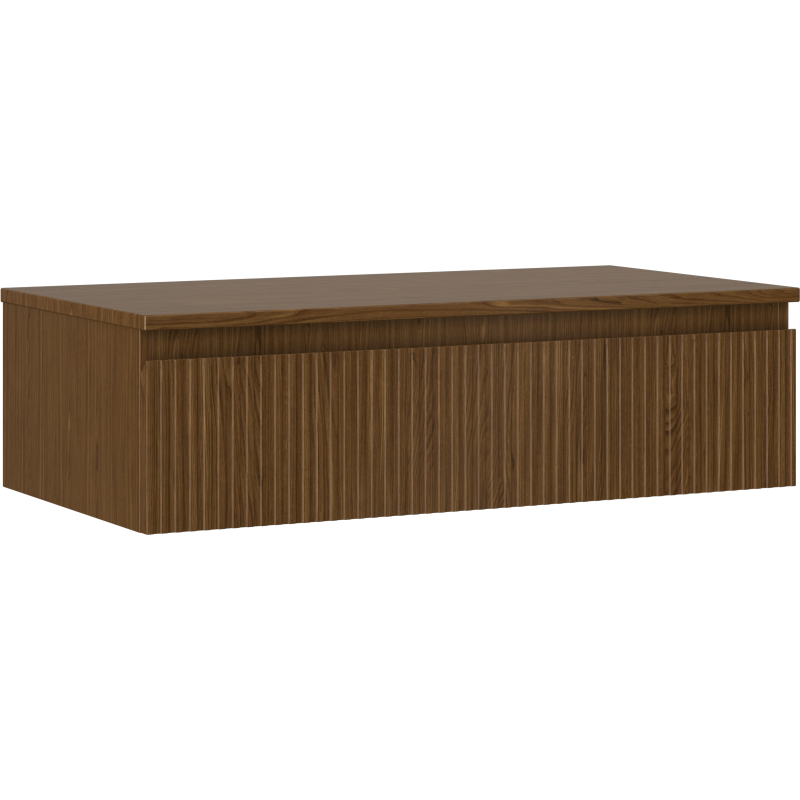 Mexen Rivel vonios kambario spintelė po kriaukle 90 cm su stalviršiu, 1 stalčius, rifliuota, riešutas - 91A20-09023-1-BFC86