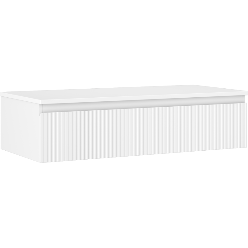 Mexen Rivel vonios spintelė po praustuvu 100 cm su stalviršiu, 1 stalčius, rifliuota, matinė balta - 91A20-10023-1-BFC01