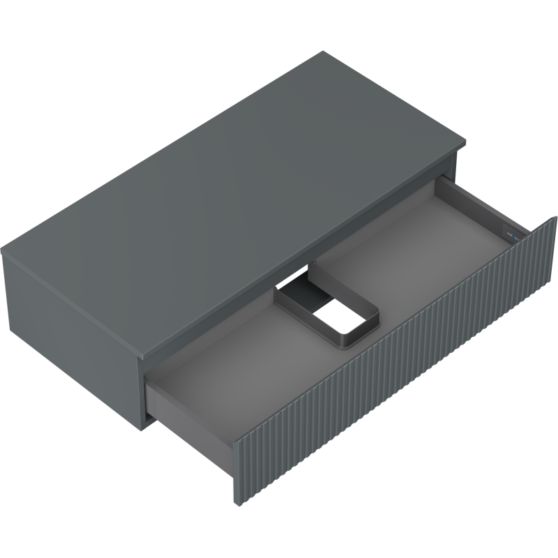 Mexen Rivel vonios spintelė po praustuvu 100 cm su stalviršiu, 1 stalčius, rifliuota, matinė grafitu - 91A20-10023-1-BFC66