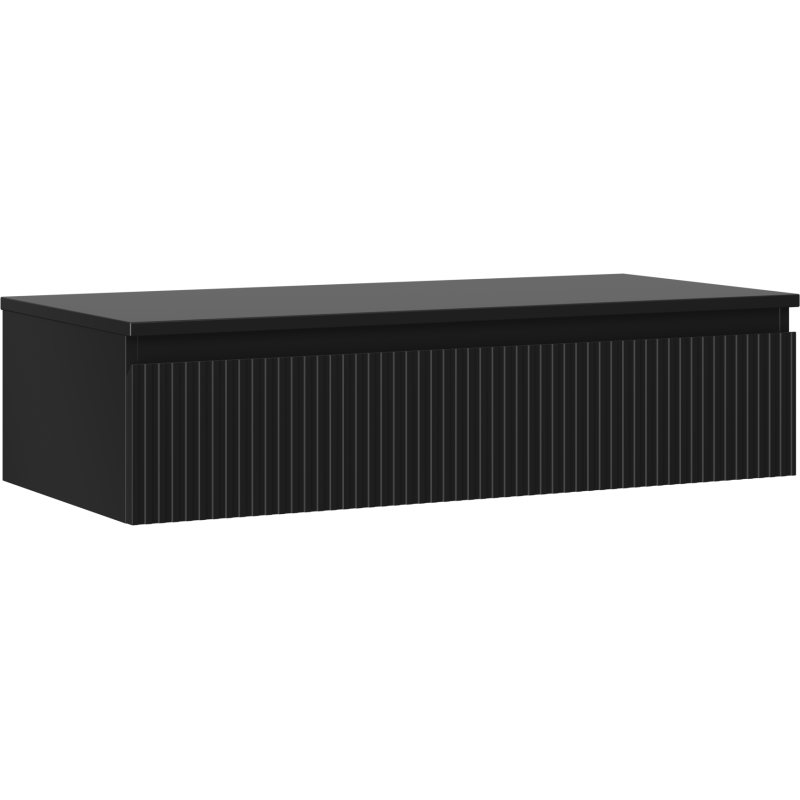 Mexen Rivel vonios kambario spintele po kriaukle 100 cm su stalviršiu, 1 stalčius, raižyta, juoda matinė