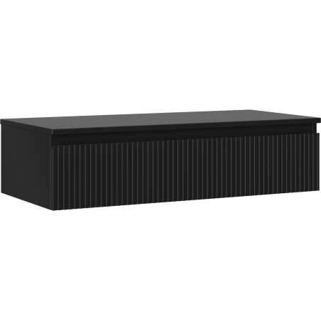 Mexen Rivel vonios kambario spintele po kriaukle 100 cm su stalviršiu, 1 stalčius, raižyta, juoda matinė