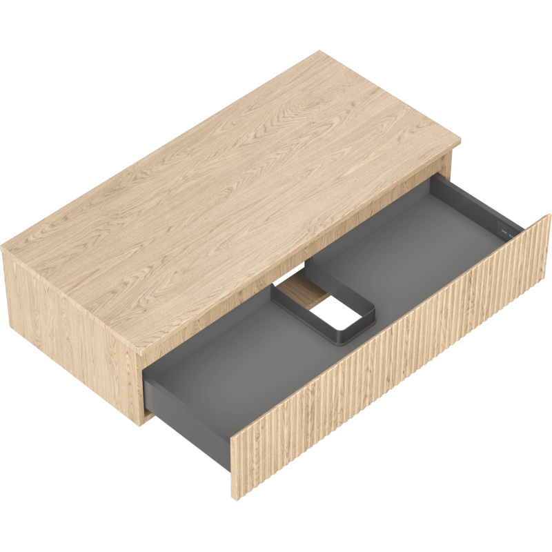 Mexen Rivel vonios spintelė po praustuvu 100 cm su stalviršiu, 1 stalčius, gofruota, ąžuolas - 91A20-10023-1-BFC81