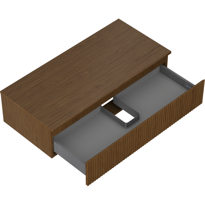 Mexen Rivel vonios spintelė po praustuvu 100 cm su stalviršiu, 1 stalčius, rifliuota, riešutas - 91A20-10023-1-BFC86