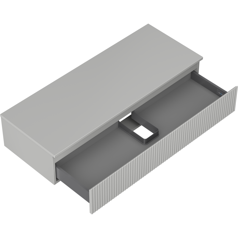 Mexen Rivel vonios spintele su praustuvo stalviršiu 120 cm, 1 stalčius, rifliuota, pilka matinė - 91A20-12023-1-BFC62
