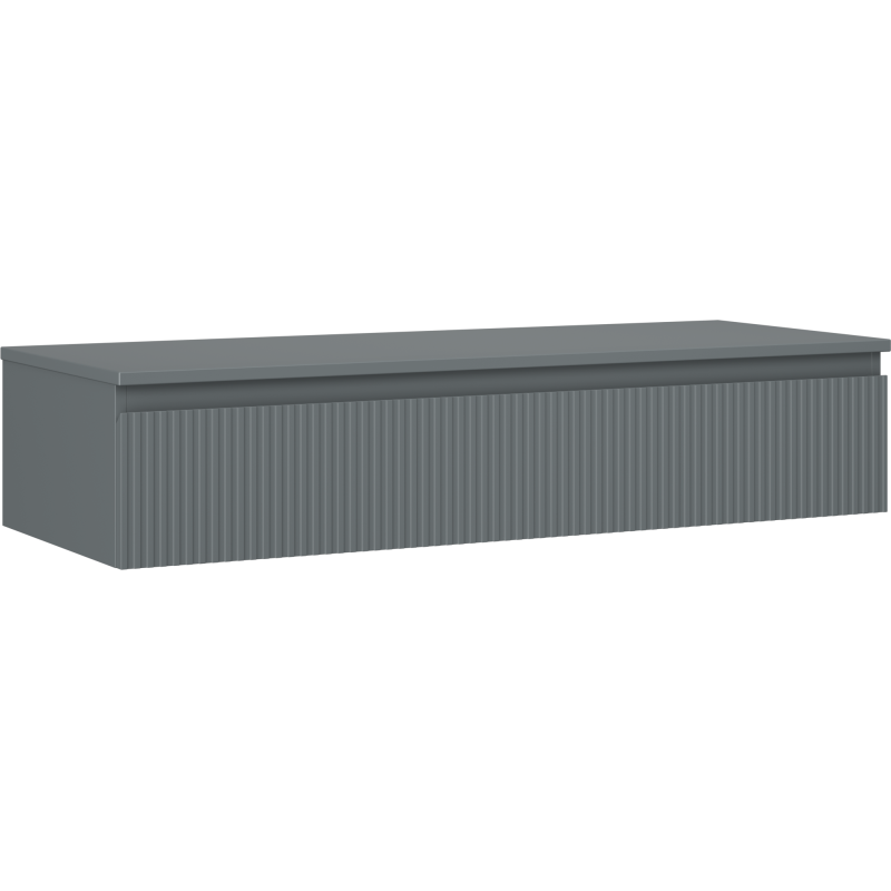 Mexen Rivel vonios spintelė po 120 cm praustuvu su stalviršiu, 1 stalčius, grioveliais, matinė grafito spalva