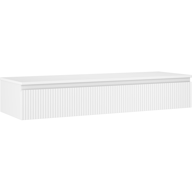 Mexen Rivel vonios spintelė po praustuvu 140 cm su stalviršiu, 1 stalčius, rifliuota, balta matinė - 91A20-14023-1-BFC01