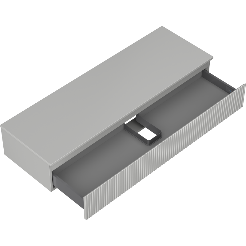 Mexen Rivel vonios spintelė po praustuvu, 140 cm su stalviršiu, 1 stalčius, rifliuota, pilka matinė - 91A20-14023-1-BFC62