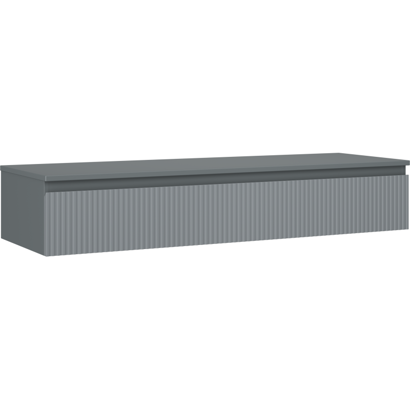 Mexen Rivel vonios spintelė po kriaukle 140 cm su stalviršiu, 1 stalčius, grioveliais, matinė grafito spalva