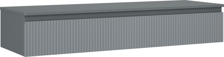 Mexen Rivel vonios spintelė po kriaukle 140 cm su stalviršiu, 1 stalčius, grioveliais, matinė grafito spalva