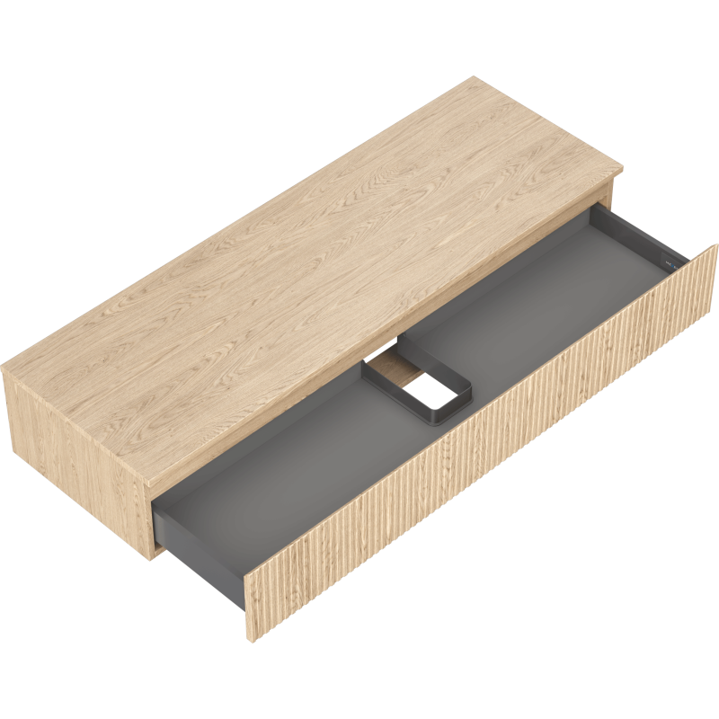 Mexen Rivel vonios kambario spintelė po kriaukle 140 cm su stalviršiu, 1 stalčius, profiliuota, ąžuolas - 91A20-14023-1-BFC81