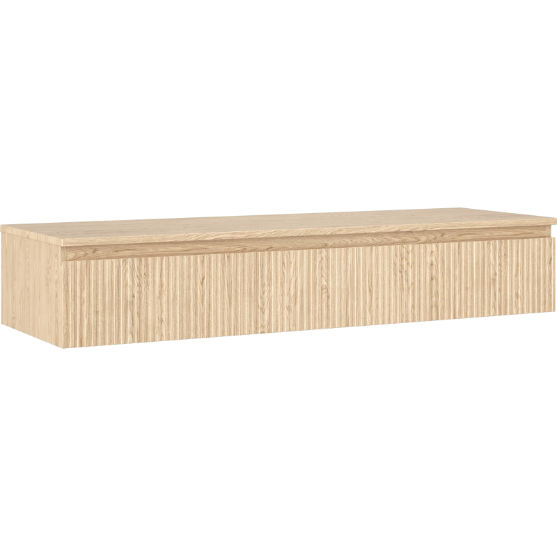 Mexen Rivel vonios kambario spintelė po kriaukle 140 cm su stalviršiu, 1 stalčius, profiliuota, ąžuolas - 91A20-14023-1-BFC81