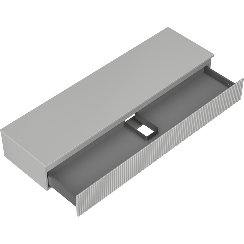 Mexen Rivel vonios spintelė po praustuvu 160 cm su stalviršiu, 1 stalčius, grioveliuota, matinė pilka - 91A20-16023-1-BFC62