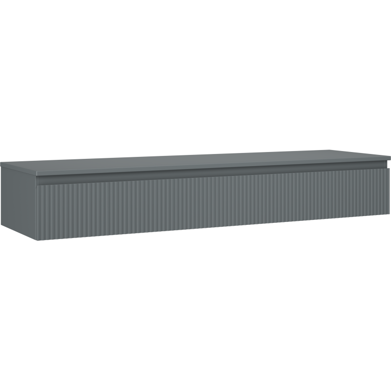 Mexen Rivel vonios kambario spintelė po praustuvu, 160 cm su stalviršiu, 1 stalčius, rifliuota, matinė grafito spalva