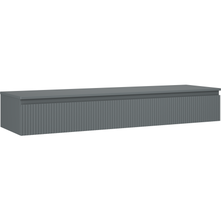 Mexen Rivel vonios kambario spintelė po praustuvu, 160 cm su stalviršiu, 1 stalčius, rifliuota, matinė grafito spalva