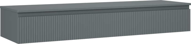 Mexen Rivel vonios kambario spintelė po praustuvu, 160 cm su stalviršiu, 1 stalčius, rifliuota, matinė grafito spalva