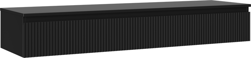 Mexen Rivel vonios spintelė po praustuvu 160 cm su stalviršiu, 1 stalčius, rifliuotas, juodas matinis - 91A20-16023-1-BFC71