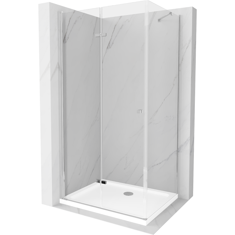 Mexen Lima dušo kabina sulankstoma 80 x 90 cm, skaidri, chromuota + padėklas Flat - 856-080-090-01-00-4010
